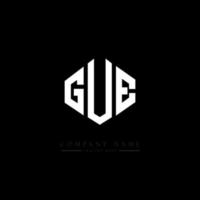 GUE letter logo design with polygon shape. GUE polygon and cube shape logo design. GUE hexagon vector logo template white and black colors. GUE monogram, business and real estate logo.