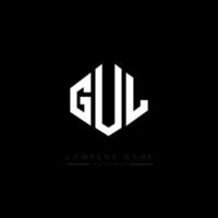 GUL letter logo design with polygon shape. GUL polygon and cube shape logo design. GUL hexagon vector logo template white and black colors. GUL monogram, business and real estate logo.