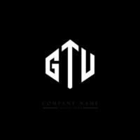 GTU letter logo design with polygon shape. GTU polygon and cube shape logo design. GTU hexagon vector logo template white and black colors. GTU monogram, business and real estate logo.