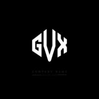 GVX letter logo design with polygon shape. GVX polygon and cube shape logo design. GVX hexagon vector logo template white and black colors. GVX monogram, business and real estate logo.