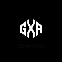 GXA letter logo design with polygon shape. GXA polygon and cube shape logo design. GXA hexagon vector logo template white and black colors. GXA monogram, business and real estate logo.