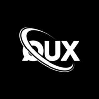 logotipo de qux. qux carta. diseño del logotipo de la letra qux. logotipo de iniciales qux vinculado con círculo y logotipo de monograma en mayúsculas. tipografía qux para tecnología, negocios y marca inmobiliaria. vector