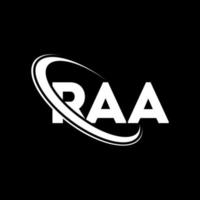 logotipo de raa. carta raa. diseño del logotipo de la letra raa. logotipo de las iniciales raa vinculado con un círculo y un logotipo de monograma en mayúsculas. tipografía raa para tecnología, negocios y marca inmobiliaria. vector