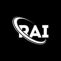 logotipo de rai. carta rai. diseño del logotipo de la letra rai. logotipo de iniciales rai vinculado con círculo y logotipo de monograma en mayúsculas. tipografía rai para tecnología, negocios y marca inmobiliaria. vector