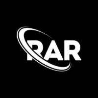 RAR logo. RAR letter. RAR letter logo design. Initials RAR logo linked with circle and uppercase monogram logo. RAR typography for technology, business and real estate brand. vector