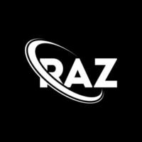 logotipo de raz. letra raz. diseño del logotipo de la letra raz. logotipo de iniciales raz vinculado con círculo y logotipo de monograma en mayúsculas. tipografía raz para tecnología, negocios y marca inmobiliaria. vector