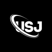 logotipo usj. carta usj. diseño del logotipo de la letra usj. logotipo de iniciales usj vinculado con círculo y logotipo de monograma en mayúsculas. tipografía usj para tecnología, negocios y marca inmobiliaria. vector