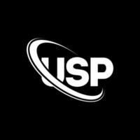USP logo. USP letter. USP letter logo design. Initials USP logo linked with circle and uppercase monogram logo. USP typography for technology, business and real estate brand. vector