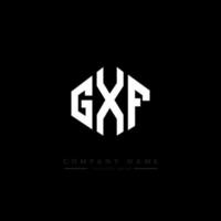 GXF letter logo design with polygon shape. GXF polygon and cube shape logo design. GXF hexagon vector logo template white and black colors. GXF monogram, business and real estate logo.