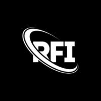 logotipo de radiofrecuencia carta rfi. diseño de logotipo de letra rfi. logotipo de rfi de iniciales vinculado con círculo y logotipo de monograma en mayúsculas. tipografía rfi para tecnología, negocios y marca inmobiliaria. vector