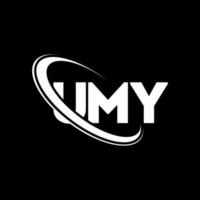 logotipo de umy. mi carta. diseño del logotipo de la letra umy. logotipo de las iniciales umy vinculado con el círculo y el logotipo del monograma en mayúsculas. tipografía umy para tecnología, negocios y marca inmobiliaria. vector