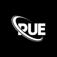 PUE logo. PUE letter. PUE letter logo design. Initials PUE logo linked with circle and uppercase monogram logo. PUE typography for technology, business and real estate brand. vector