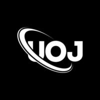 UOJ logo. UOJ letter. UOJ letter logo design. Initials UOJ logo linked with circle and uppercase monogram logo. UOJ typography for technology, business and real estate brand. vector
