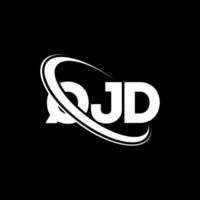 QJD logo. QJD letter. QJD letter logo design. Initials QJD logo linked with circle and uppercase monogram logo. QJD typography for technology, business and real estate brand. vector