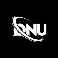 logotipo qnu. carta qnu. diseño del logotipo de la letra qnu. iniciales del logotipo qnu vinculado con el círculo y el logotipo del monograma en mayúsculas. qnu tipografía para tecnología, negocios y marca inmobiliaria. vector