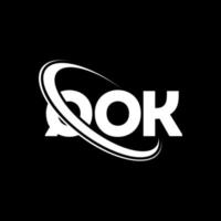 QOK logo. QOK letter. QOK letter logo design. Initials QOK logo linked with circle and uppercase monogram logo. QOK typography for technology, business and real estate brand. vector