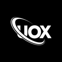 logotipo de uox. letra uox. diseño del logotipo de la letra uox. logotipo de las iniciales uox vinculado con un círculo y un logotipo de monograma en mayúsculas. tipografía uox para tecnología, negocios y marca inmobiliaria. vector