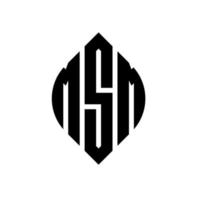 MSM circle letter logo design with circle and ellipse shape. MSM ellipse letters with typographic style. The three initials form a circle logo. MSM Circle Emblem Abstract Monogram Letter Mark Vector. vector