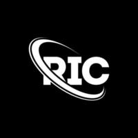 logotipo de rico. letra rica. diseño del logotipo de la letra ric. logotipo de iniciales ric vinculado con círculo y logotipo de monograma en mayúsculas. tipografía rica para tecnología, negocios y marca inmobiliaria. vector