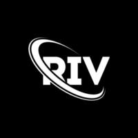 logotipo de riv. letra riv. diseño del logotipo de la letra riv. logotipo de iniciales riv vinculado con círculo y logotipo de monograma en mayúsculas. tipografía riv para tecnología, negocios y marca inmobiliaria. vector