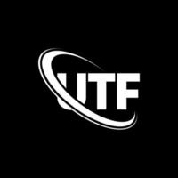 logotipo de la UTF. letra utf. diseño de logotipo de letra utf. logotipo de iniciales utf vinculado con círculo y logotipo de monograma en mayúsculas. tipografía utf para tecnología, negocios y marca inmobiliaria. vector