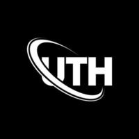 logotipo de uth. uth carta. diseño del logotipo de la letra uth. logotipo de las iniciales uth vinculado con un círculo y un logotipo de monograma en mayúsculas. uth tipografía para tecnología, negocios y marca inmobiliaria. vector