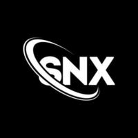 SNX logo. SNX letter. SNX letter logo design. Initials SNX logo linked with circle and uppercase monogram logo. SNX typography for technology, business and real estate brand. vector