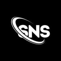 logotipo de sns. carta sns. diseño del logotipo de la letra sns. logotipo de iniciales sns vinculado con círculo y logotipo de monograma en mayúsculas. tipografía sns para tecnología, negocios y marca inmobiliaria. vector