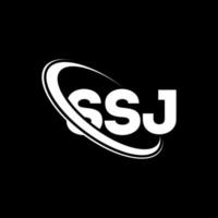 logotipo de ssj. letra ssj. diseño del logotipo de la letra ssj. logotipo de iniciales ssj vinculado con círculo y logotipo de monograma en mayúsculas. tipografía ssj para tecnología, negocios y marca inmobiliaria. vector