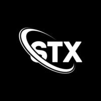 logotipo de stx. letra stx. diseño del logotipo de la letra stx. logotipo de iniciales stx vinculado con círculo y logotipo de monograma en mayúsculas. tipografía stx para tecnología, negocios y marca inmobiliaria. vector