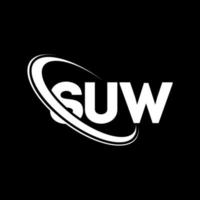 logotipo de suw. su carta diseño del logotipo de la letra suw. logotipo de suw de iniciales vinculado con círculo y logotipo de monograma en mayúsculas. tipografía suw para tecnología, negocios y marca inmobiliaria. vector