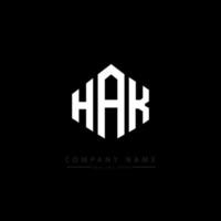 diseño de logotipo de letra hak con forma de polígono. diseño de logotipo en forma de cubo y polígono hak. hak hexágono vector logo plantilla colores blanco y negro. monograma hak, logotipo comercial e inmobiliario.