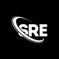 SRE logo. SRE letter. SRE letter logo design. Initials SRE logo linked with circle and uppercase monogram logo. SRE typography for technology, business and real estate brand. vector