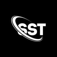 logotipo de sst. letra sst. diseño del logotipo de la letra sst. logotipo de iniciales sst vinculado con círculo y logotipo de monograma en mayúsculas. tipografía sst para tecnología, negocios y marca inmobiliaria. vector