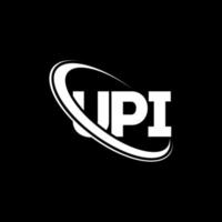 logotipo de upi. letra upi. diseño del logotipo de la letra upi. logotipo de iniciales upi vinculado con círculo y logotipo de monograma en mayúsculas. tipografía upi para tecnología, negocios y marca inmobiliaria. vector