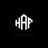 HAF letter logo design with polygon shape. HAF polygon and cube shape logo design. HAF hexagon vector logo template white and black colors. HAF monogram, business and real estate logo.