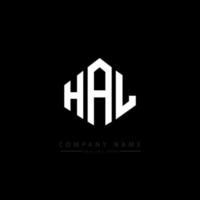 HAL letter logo design with polygon shape. HAL polygon and cube shape logo design. HAL hexagon vector logo template white and black colors. HAL monogram, business and real estate logo.