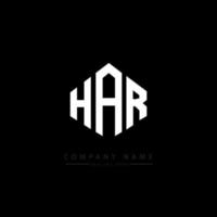 HAR letter logo design with polygon shape. HAR polygon and cube shape logo design. HAR hexagon vector logo template white and black colors. HAR monogram, business and real estate logo.