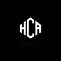 HCA letter logo design with polygon shape. HCA polygon and cube shape logo design. HCA hexagon vector logo template white and black colors. HCA monogram, business and real estate logo.