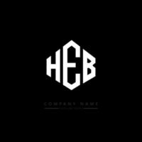 HEB letter logo design with polygon shape. HEB polygon and cube shape logo design. HEB hexagon vector logo template white and black colors. HEB monogram, business and real estate logo.