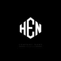 HEN letter logo design with polygon shape. HEN polygon and cube shape logo design. HEN hexagon vector logo template white and black colors. HEN monogram, business and real estate logo.