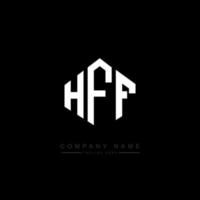 HFF letter logo design with polygon shape. HFF polygon and cube shape logo design. HFF hexagon vector logo template white and black colors. HFF monogram, business and real estate logo.