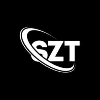 logotipo de szt. letra szt. diseño de logotipo de letra szt. logotipo de iniciales szt vinculado con círculo y logotipo de monograma en mayúsculas. tipografía szt para tecnología, negocios y marca inmobiliaria. vector