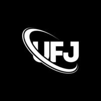 UFJ logo. UFJ letter. UFJ letter logo design. Initials UFJ logo linked with circle and uppercase monogram logo. UFJ typography for technology, business and real estate brand. vector