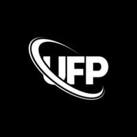 logotipo de la ufp. carta upp. diseño del logotipo de la letra ufp. logotipo de iniciales ufp vinculado con círculo y logotipo de monograma en mayúsculas. tipografía ufp para tecnología, negocios y marca inmobiliaria. vector
