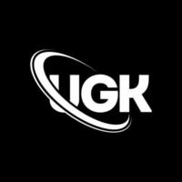 UGK logo. UGK letter. UGK letter logo design. Initials UGK logo linked with circle and uppercase monogram logo. UGK typography for technology, business and real estate brand. vector
