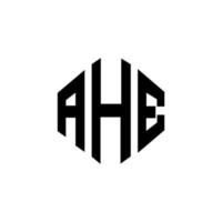 AHE letter logo design with polygon shape. AHE polygon and cube shape logo design. AHE hexagon vector logo template white and black colors. AHE monogram, business and real estate logo.