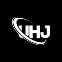 UHJ logo. UHJ letter. UHJ letter logo design. Initials UHJ logo linked with circle and uppercase monogram logo. UHJ typography for technology, business and real estate brand. vector