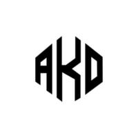 AKO letter logo design with polygon shape. AKO polygon and cube shape logo design. AKO hexagon vector logo template white and black colors. AKO monogram, business and real estate logo.