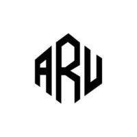 ARU letter logo design with polygon shape. ARU polygon and cube shape logo design. ARU hexagon vector logo template white and black colors. ARU monogram, business and real estate logo.